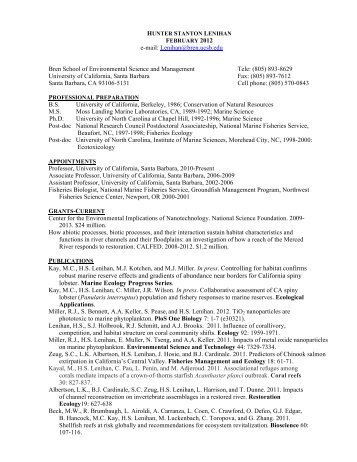 C.V. (pdf format) - Bren School of Environmental Science ...