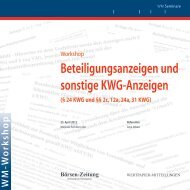 Beteiligungsanzeigen und sonstige KWG-Anzeigen - WM Seminare