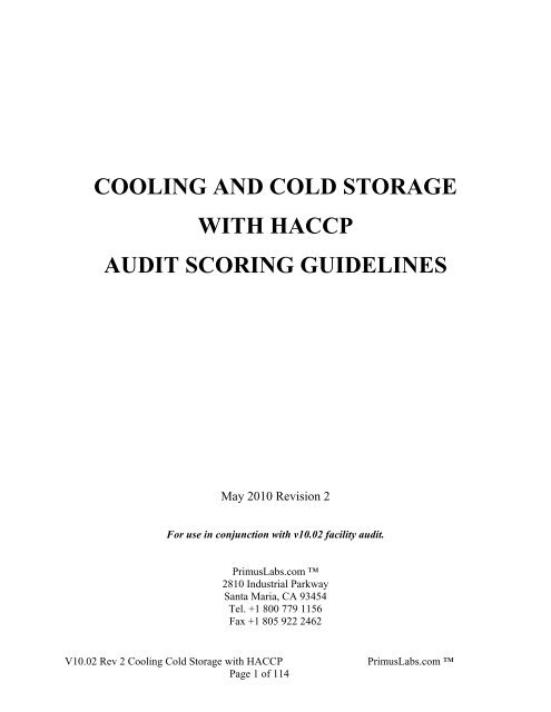 Haccp Cooling Chart