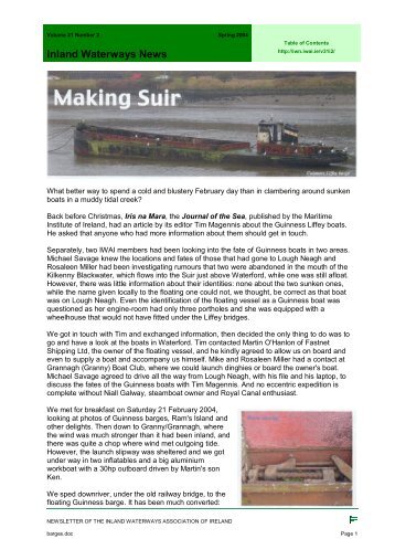 Guinness barges on the Suir - Inland Waterways News - The Inland ...