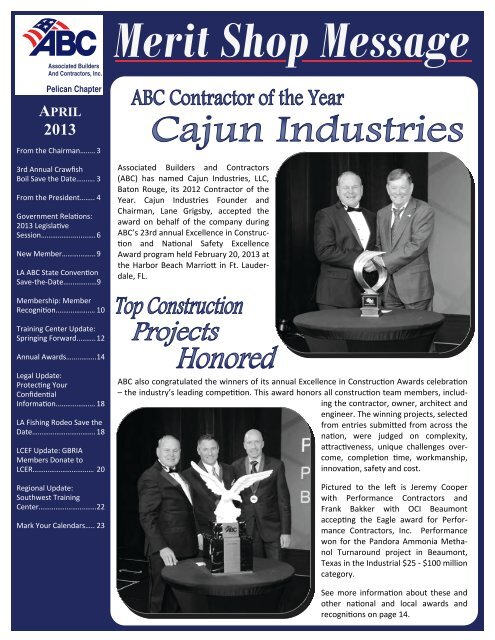 April 2013 Newsletter Abc