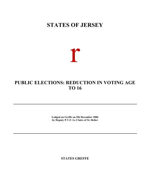 Public Elections - reduction in voting age to 16 - States Assembly