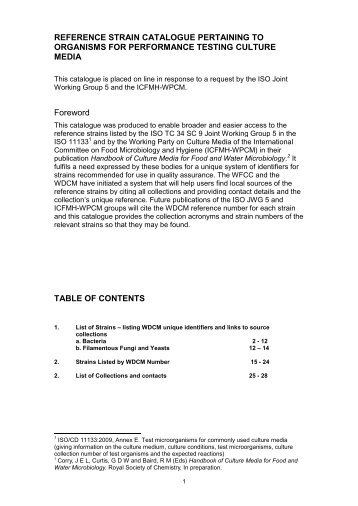 WDCM REFERENCE STRAIN CATALOGUE - WFCC