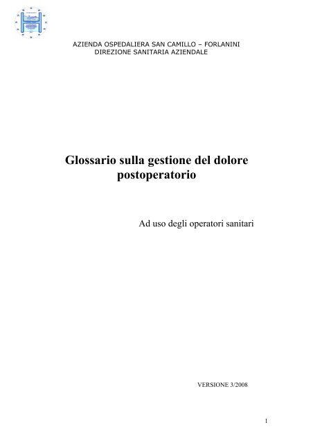 Glossario sulla gestione del dolore postoperatorio - Azienda ...