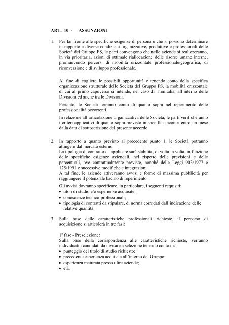 CONTRATTO AZIENDALE DI GRUPPO FS - Fit Cisl