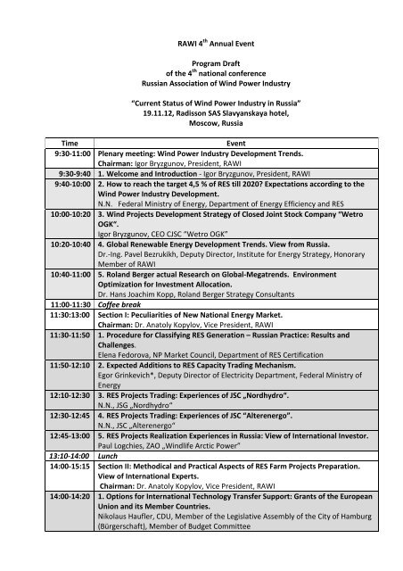 RAWI 4 Annual Event Program Draft of the 4 national conference ...
