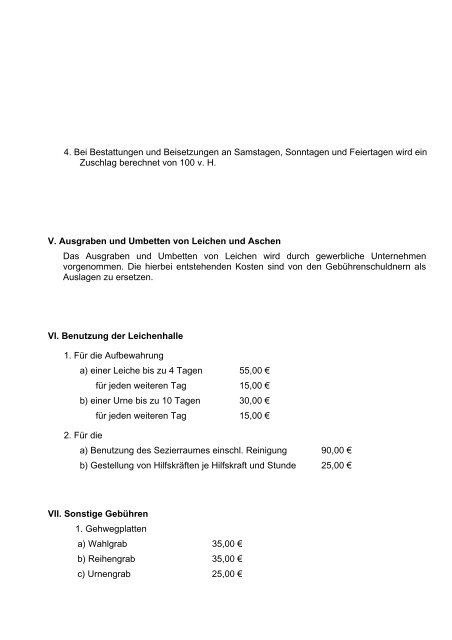 FriedhofsgebÃ¼hrensatzung der Ortsgemeinde Urmitz