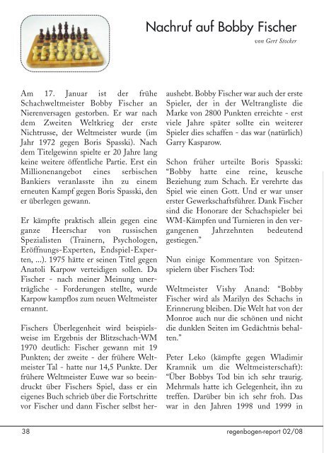 Heft 2/2008 Themen u.a.: Wege unterm Regenbogen; Kultur am ...