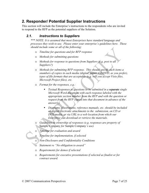 UC RFP Template Sample - UCStrategies.com