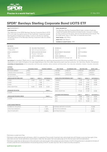 Fact Sheet: SPDR Barclays Sterling Corporate Bond UCITS ETF ...