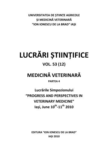 LUCRÄ‚RI È˜TIINÅ¢IFICE - Ion Ionescu de la Brad
