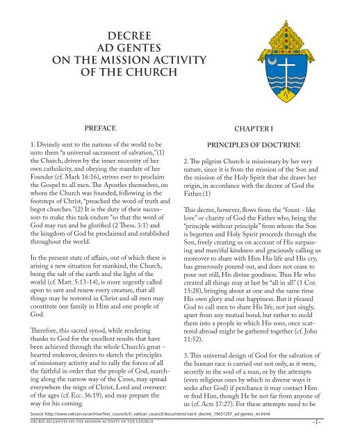 DECREE AD GENTES ON THE MISSION ACTIVITY ... - Year of Faith