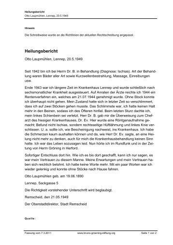 Heilungsbericht: Ischias (PDF) - Bruno GrÃ¶ning Stiftung