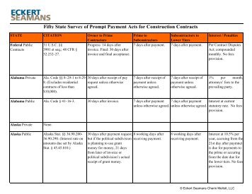 Fifty State Survey of Prompt Payment Acts for - Eckert Seamans