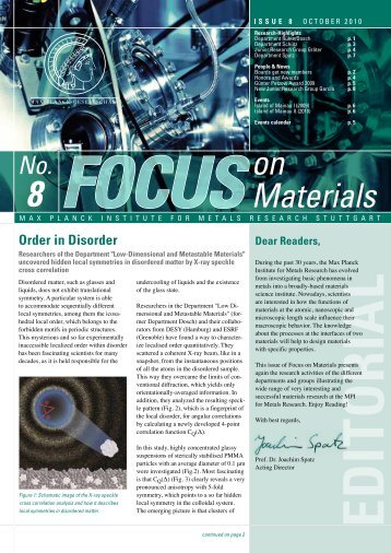 Focus on Materials, Issue 8 - Max-Planck-Institut für Intelligente ...