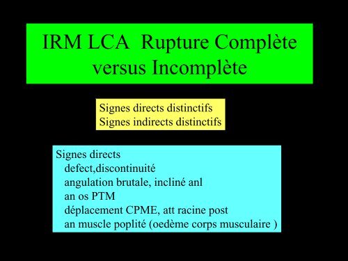 GENOU IMAGERIE LIGAMENTAIRE