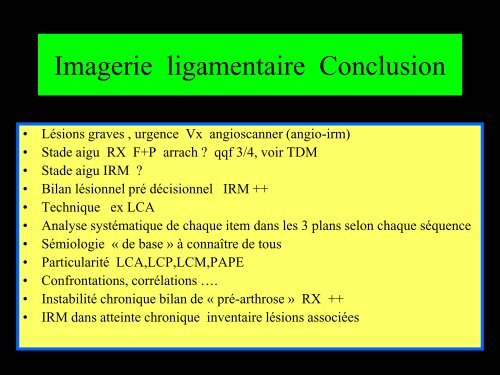 GENOU IMAGERIE LIGAMENTAIRE