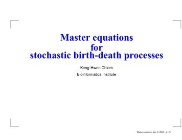 Master equations for stochastic birth-death processes