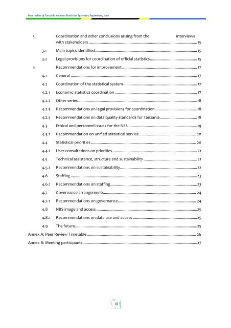 Peer Review of Tanzania National Statistical System - Paris21