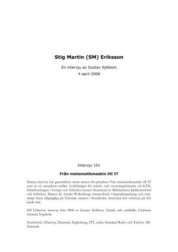 Stig Martin (SM) Eriksson - Tekniska museet
