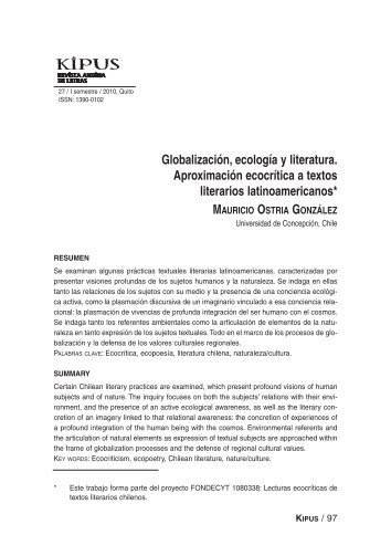 Globalización, ecología y literatura. Aproximación ecocrítica a textos ...