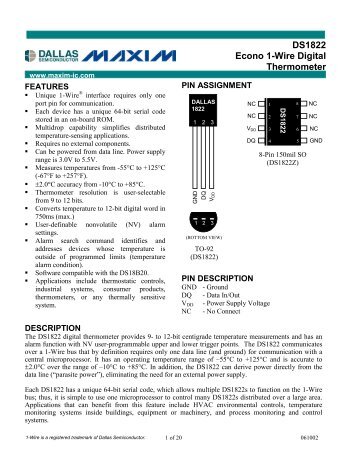 DS1822 Econo 1-Wire Digital Thermometer - E-LAB Computers