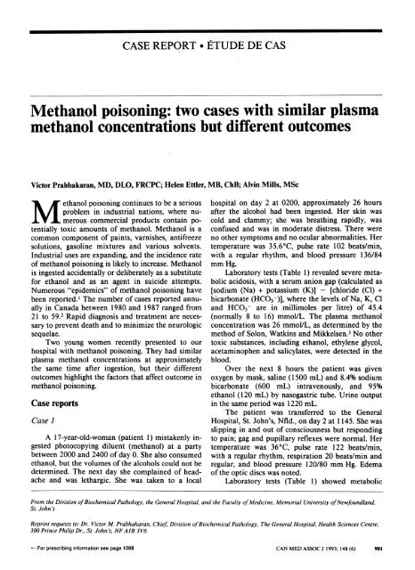 Methanol po'isoningil: two cases wilth simiiar plasnia