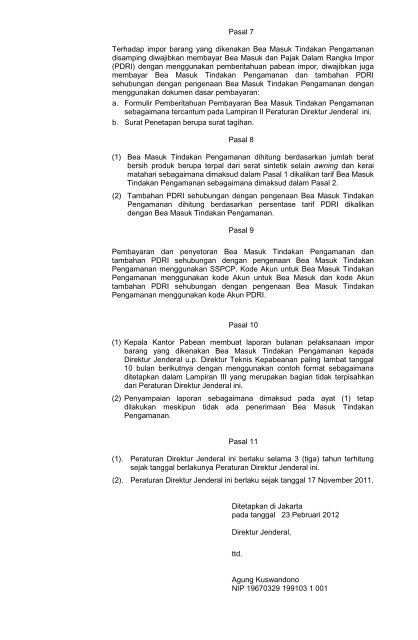 PER-3/BC/2012 - Direktorat Jenderal Bea dan Cukai