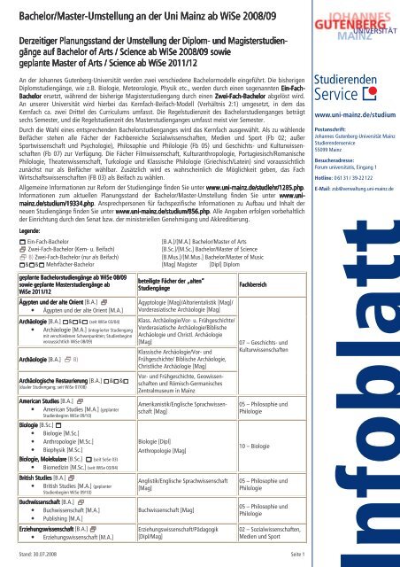 Infoblatt - Johannes Gutenberg-Universität Mainz