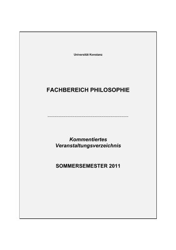 FACHBEREICH PHILOSOPHIE - Universität Konstanz