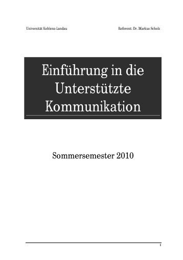 Einführung in die Unterstützte Kommunikation