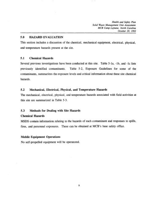 health and safety plan solid waste management unit assessment