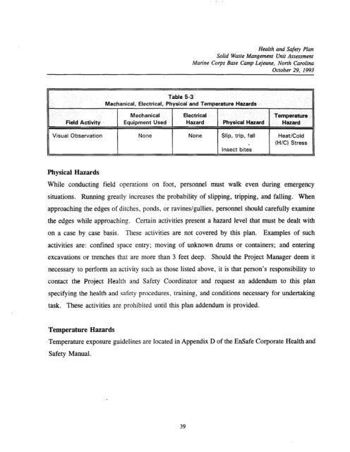 health and safety plan solid waste management unit assessment