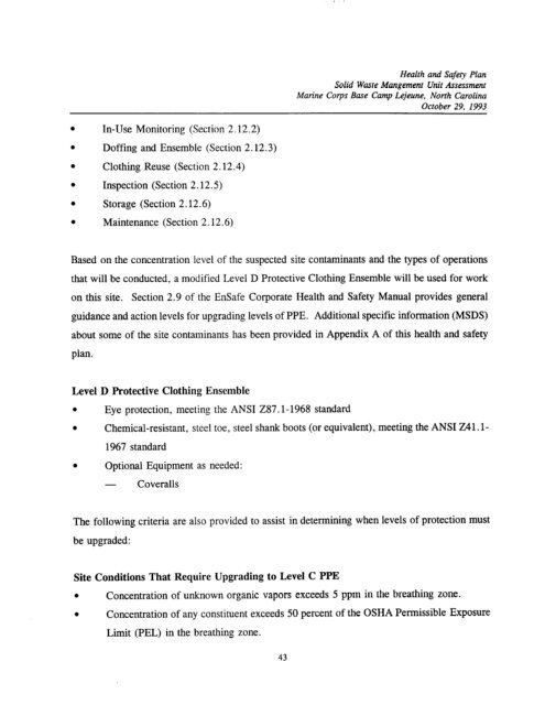 health and safety plan solid waste management unit assessment