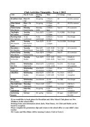 Club Activities Timetable - Term 1 2012 - Sonning Common Primary ...