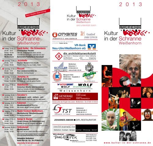 Flyer 2013 - Kultur in der Schranne