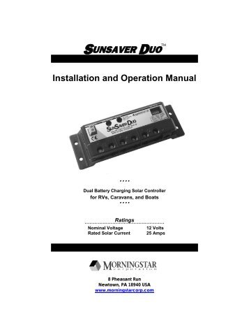 SunSaver Duo Operator's Manual