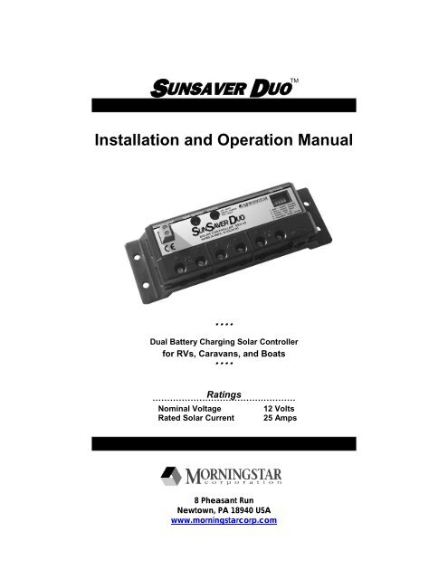 SunSaver Duo Operator's Manual