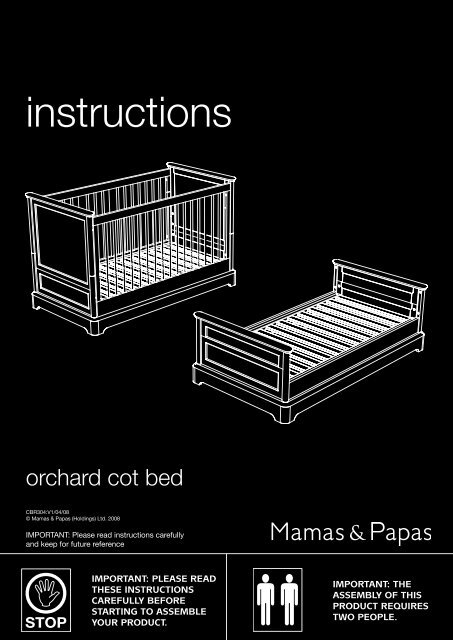 mamas and papas oxford cot bed instructions
