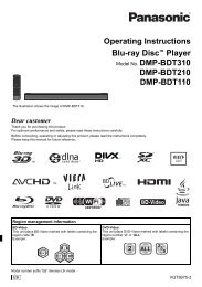 Operating Instructions Blu-ray Discâ„¢ Player DMP ... - Panasonic