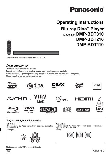 Operating Instructions Blu-ray Discâ„¢ Player DMP ... - Panasonic