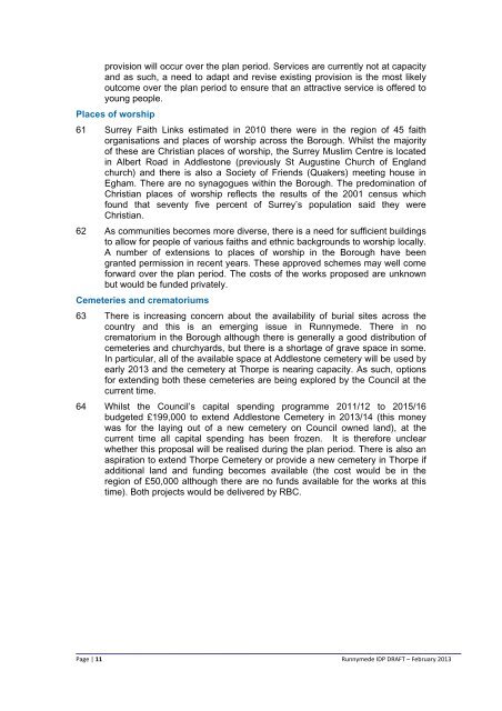 Infrastructure Delivery Plan (Feb 2013) - Runnymede Borough Council