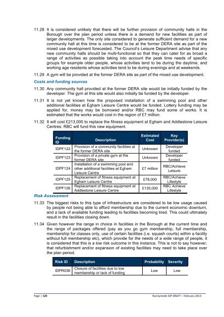 Infrastructure Delivery Plan (Feb 2013) - Runnymede Borough Council