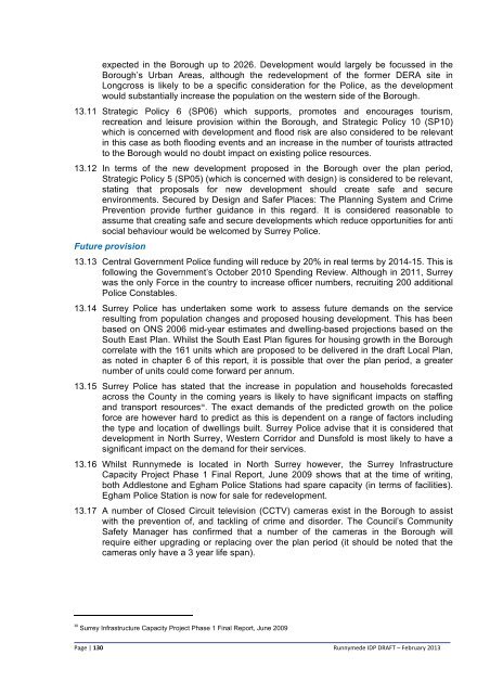 Infrastructure Delivery Plan (Feb 2013) - Runnymede Borough Council