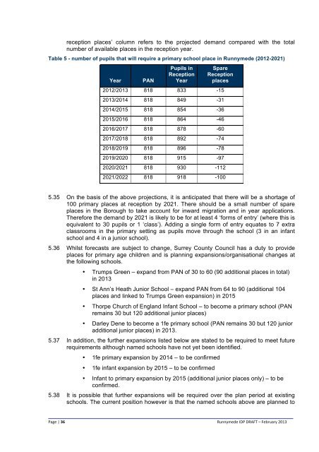 Infrastructure Delivery Plan (Feb 2013) - Runnymede Borough Council