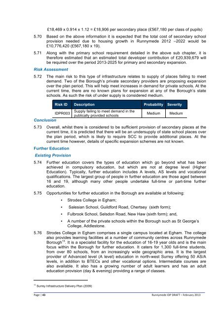 Infrastructure Delivery Plan (Feb 2013) - Runnymede Borough Council