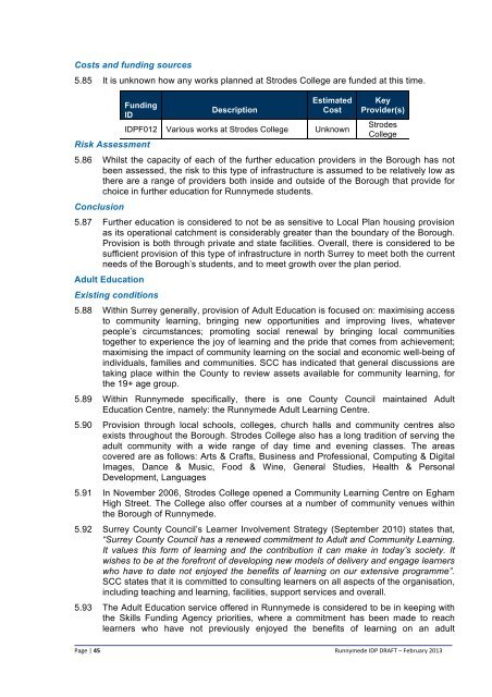 Infrastructure Delivery Plan (Feb 2013) - Runnymede Borough Council