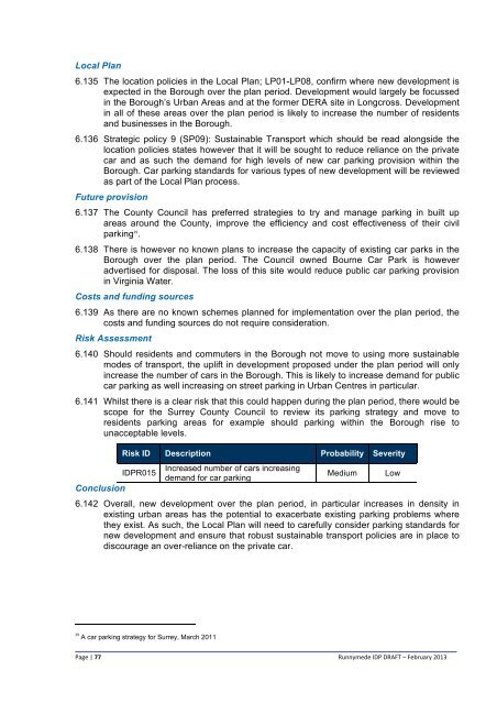 Infrastructure Delivery Plan (Feb 2013) - Runnymede Borough Council