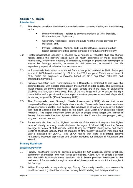 Infrastructure Delivery Plan (Feb 2013) - Runnymede Borough Council