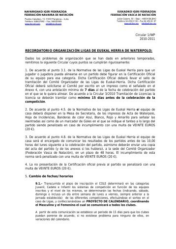 Circular 1/WP 2010-2011 RECORDATORIO ORGANIZACIÃN ...